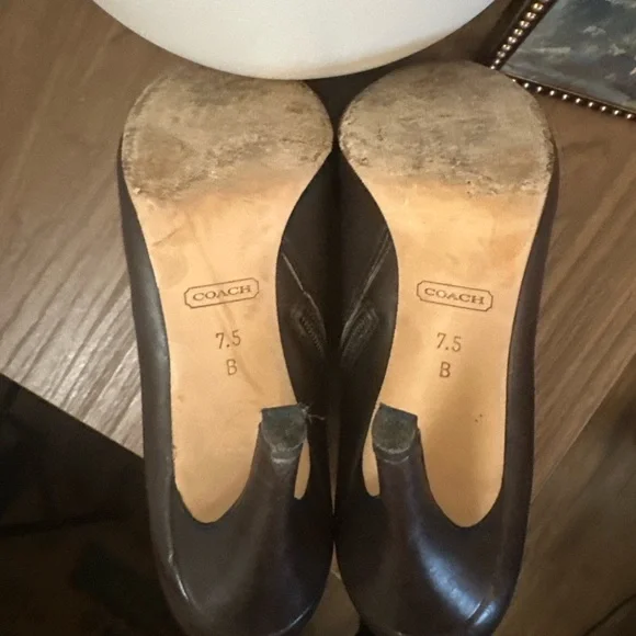 Coach Brown Leather Ankle Boots Horsebit Heel Booties 7.5B Preppy Equestrian - Picture 7 of 7